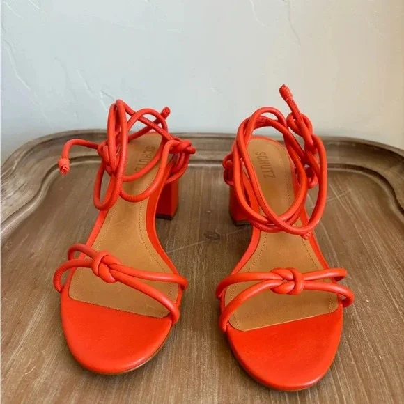 Schutz Evereve Orange Heeled Sandals NWT - Picture 2 of 5